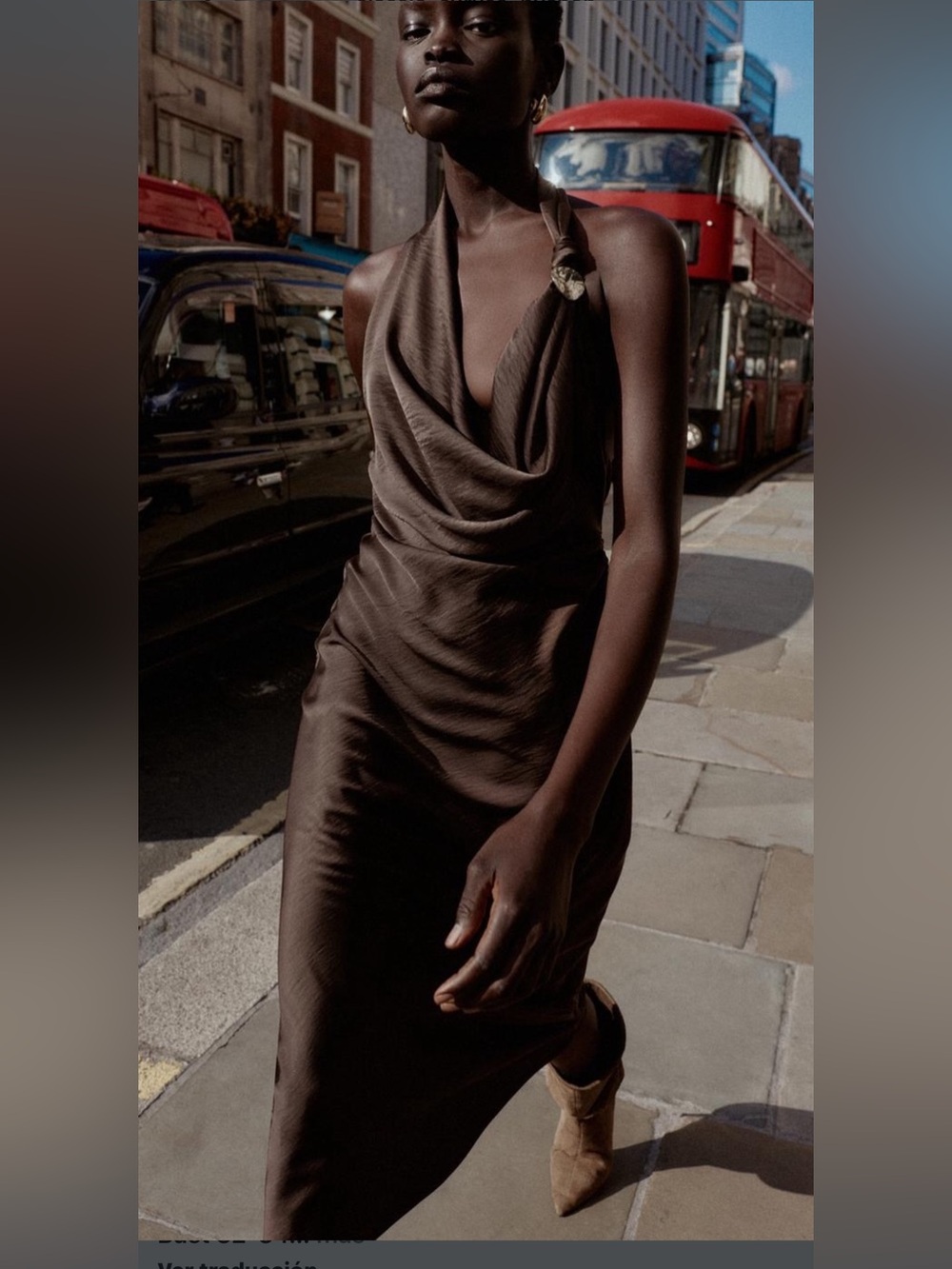 Zara One-Shoulder Draped Satin Midi Dress - Brown